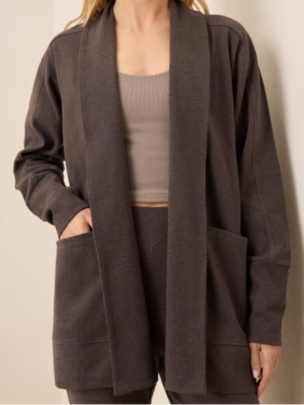 Pact Organic Cotton Airplane Wrap Cardigan Chocolate Heather Size Small